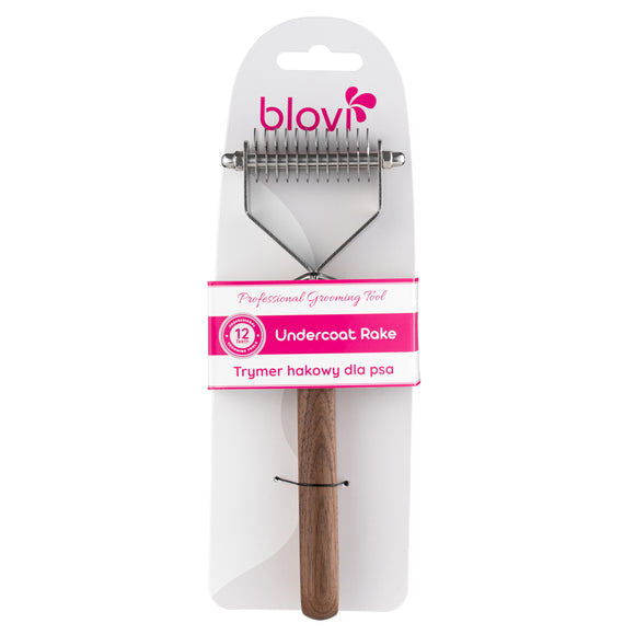 Blovi 12 Teeth Undercoat Rake – Medium 3mm Hook Trimmer, Efficient Coat De-Shedding Tool