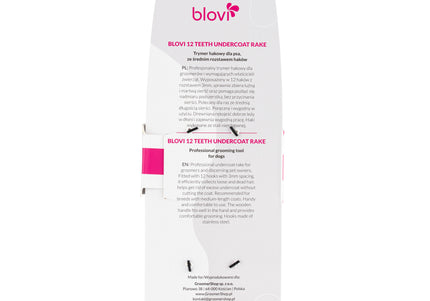 Blovi 12 Teeth Undercoat Rake – Medium 3mm Hook Trimmer, Efficient Coat De-Shedding Tool