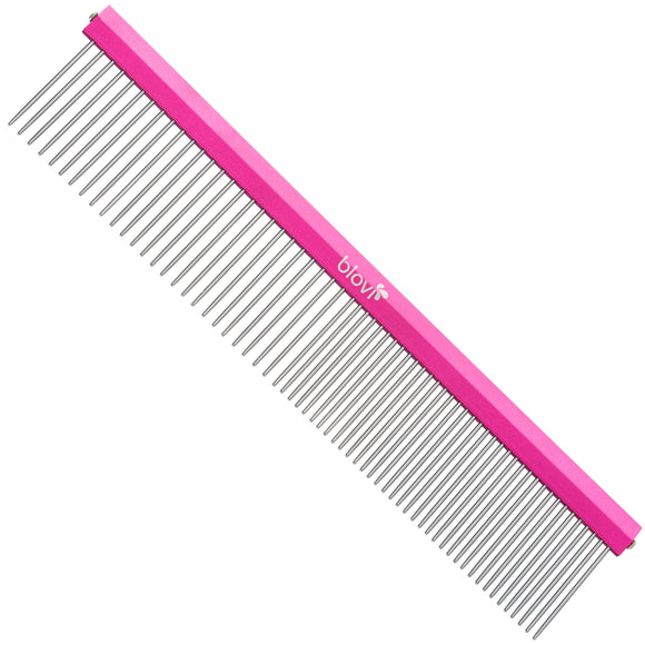Blovi Ultralight Metal Grooming Comb 19cm – Lightweight Design with Mixed Pin Spacing