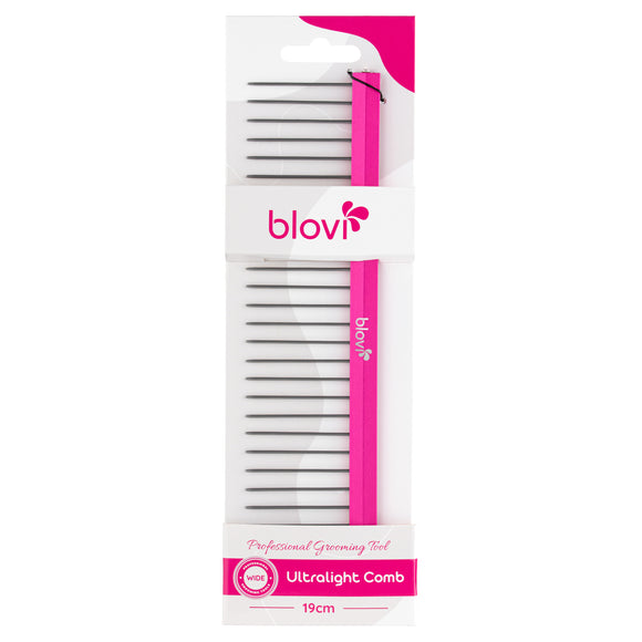 Blovi Ultralight Wide Grooming Comb 19cm – Lightweight Metal, Wide Pin Spacing Design