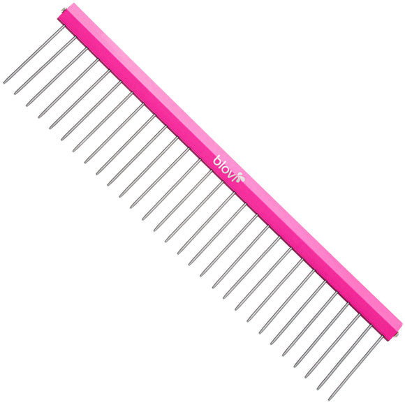 Blovi Ultralight Wide Grooming Comb 19cm – Lightweight Metal, Wide Pin Spacing Design