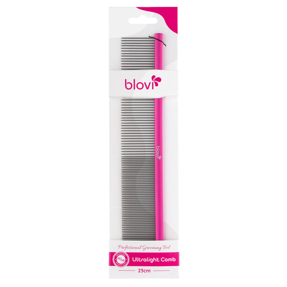 Blovi Ultralight Metal Grooming Comb 23cm – Mixed Pin Spacing, Lightweight Design