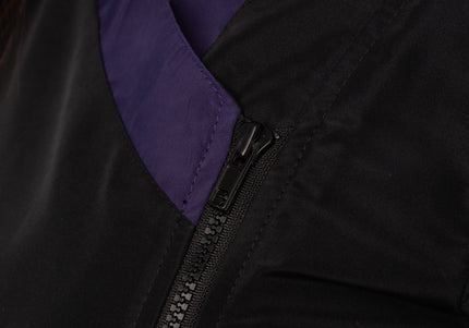 Blovi Diana Grooming Blouse – Black Short Sleeve with Purple Neckline, Embroidered, Size L