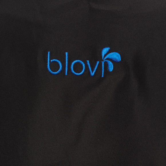 Blovi Freya Grooming Blouse – Women's Short-Sleeved Sweatshirt, Black with Blue Accents, Medium