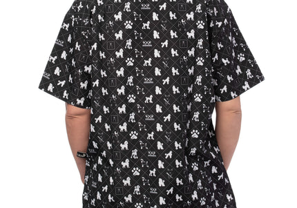 Blovi White Poodle Grooming Tunic – Short-Sleeved Unisex Black Top, Large Size