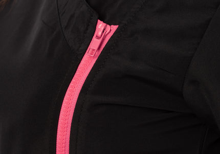 Blovi Freya Grooming Blouse – Women's Short Sleeve, Black with Pink Trim, 4XL Size