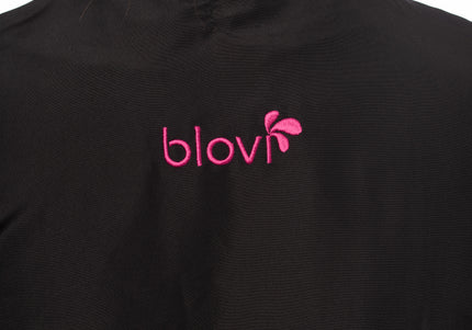Blovi Freya Grooming Blouse – Women's Short Sleeve, Black with Pink Trim, 4XL Size