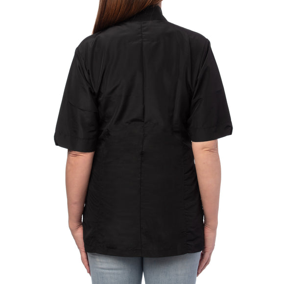 Blovi Athena Grooming Blouse – Short-Sleeved Women's Top, Black with Pink Accents, XXL