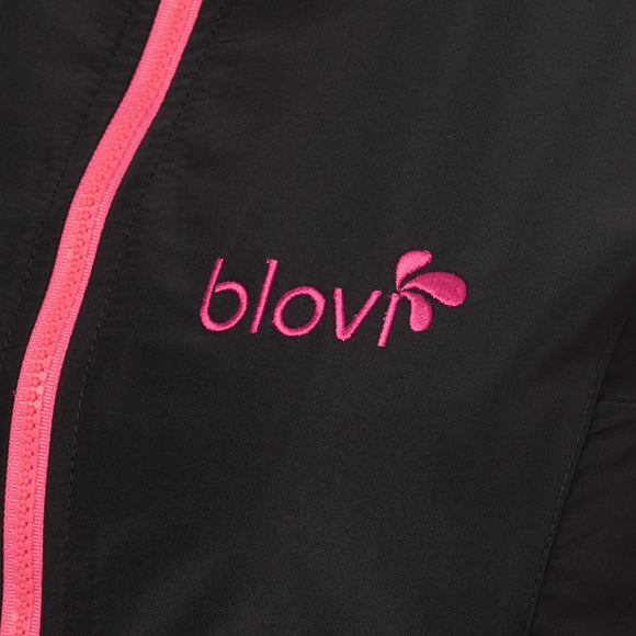 Blovi Athena Grooming Blouse – Short-Sleeved Women's Top, Black with Pink Accents, XXL