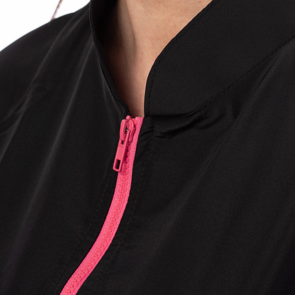 Blovi Athena Grooming Blouse – Short-Sleeved Women's Top, Black with Pink Accents, XXL