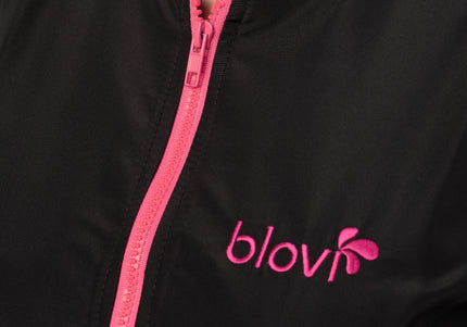 Blovi Athena Long Sleeve Grooming Blouse – Black with Pink Trim, Lightweight 3XL