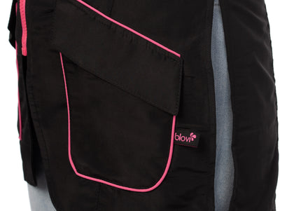 Blovi Athena Long Sleeve Grooming Blouse – Black with Pink Trim, Lightweight 3XL