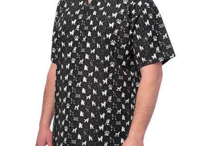 Blovi White Poodle Grooming Tunic – Short-Sleeved Unisex Black Top, Large Size