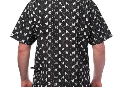 Blovi White Poodle Grooming Tunic – Short-Sleeved Unisex Black Top, Large Size