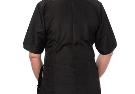 Blovi Athena Grooming Blouse – Women's Short Sleeve, Black with Blue Accents, 3XL, Lightweight Comfort