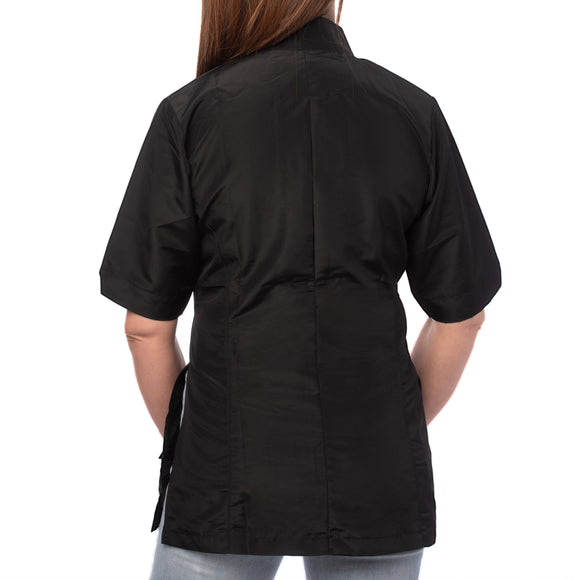 Blovi Athena Grooming Blouse – Women's Short Sleeve, Black with Blue Accents, 3XL, Lightweight Comfort