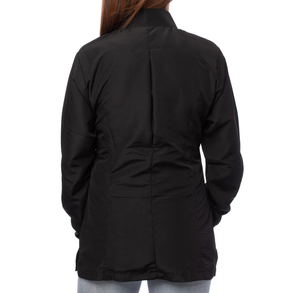 Blovi Athena Long Sleeve Grooming Blouse – Black with Blue Accents, 4XL, Lightweight Design