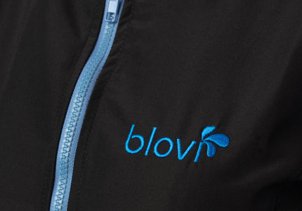 Blovi Athena Long Sleeve Grooming Blouse – Black with Blue Accents, 4XL, Lightweight Design