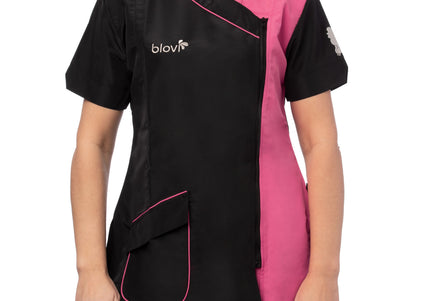 Blovi Nefra Blouse Pink – Short-Sleeved Women's Grooming Sweatshirt, Black and Pink, Medium