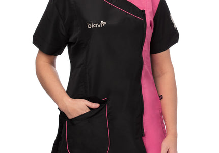 Blovi Nefra Blouse Pink – Short-Sleeved Women's Grooming Sweatshirt, Black and Pink, Medium