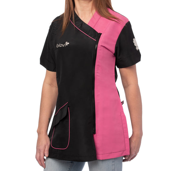 Blovi Nefra Blouse Pink – Short-Sleeved Women's Grooming Sweatshirt, Black and Pink, Medium