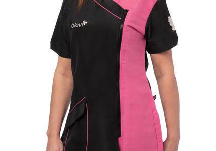 Blovi Nefra Blouse Pink – Short-Sleeved Women's Grooming Sweatshirt, Black and Pink, Medium