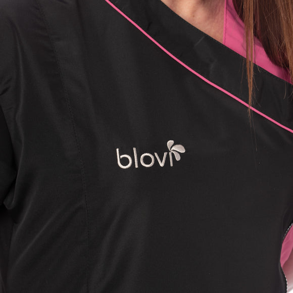 Blovi Nefra Blouse Pink – Short-Sleeved Women's Grooming Sweatshirt, Black and Pink, Medium