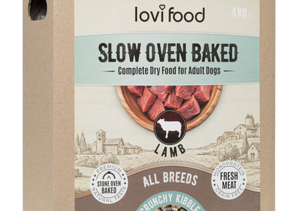 Lovi Food Slow Oven Baked Lamb – Mono-Protein Baked Dog Food, 4kg Bag