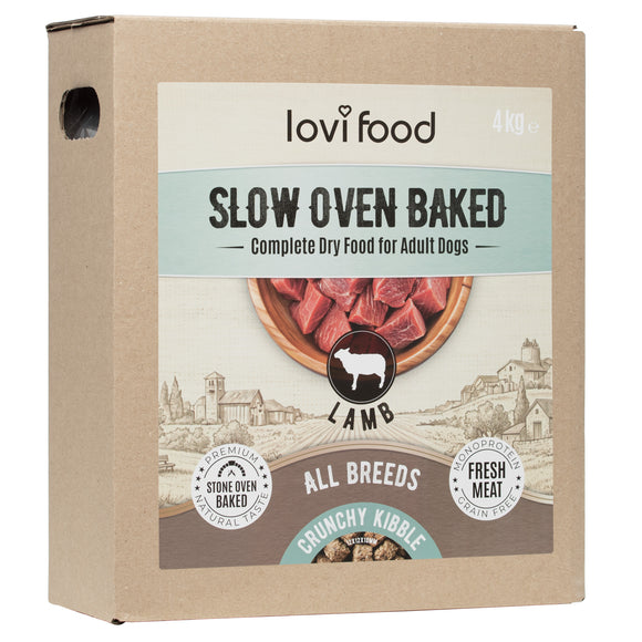 Lovi Food Slow Oven Baked Lamb – Mono-Protein Baked Dog Food, 4kg Bag