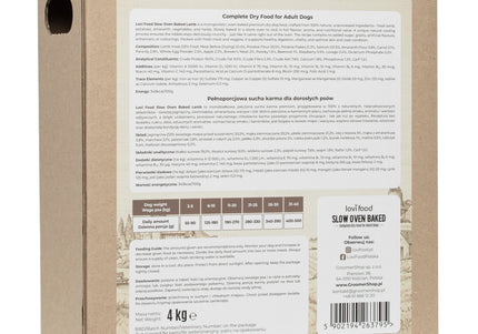 Lovi Food Slow Oven Baked Lamb – Mono-Protein Baked Dog Food, 4kg Bag