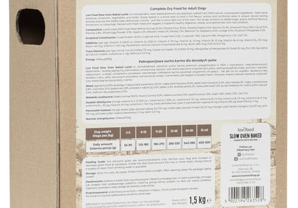 Lovi Food Slow Oven Baked Lamb – Mono-Protein Baked Dog Food, 1.5kg, Premium Quality