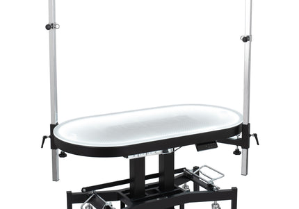 Blovi Comfort Lumix Electric Black Grooming Table – Illuminated Top, Dual Extension Arms, Adjustable Lift 119.5x61cm
