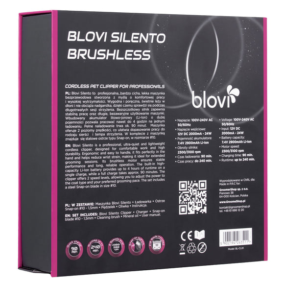 Blovi Silento Professional Cordless Brushless Dog Grooming Clipper