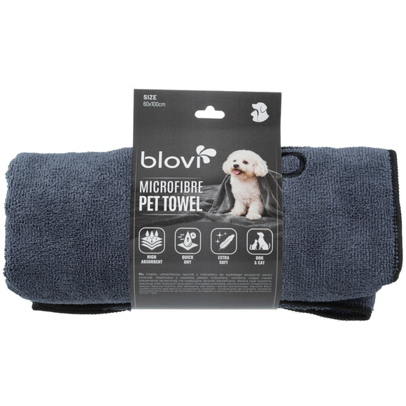 Blovi Super Absorbent Grey Microfibre Pet Towel 60x100cm