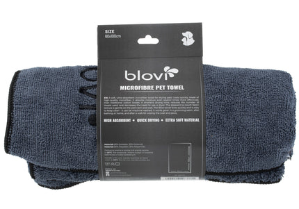 Blovi Super Absorbent Grey Microfibre Pet Towel 60x100cm