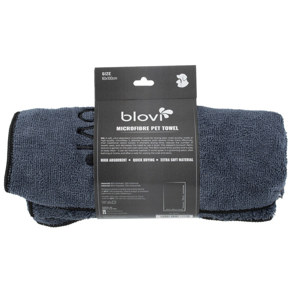 Blovi Super Absorbent Grey Microfibre Pet Towel 60x100cm