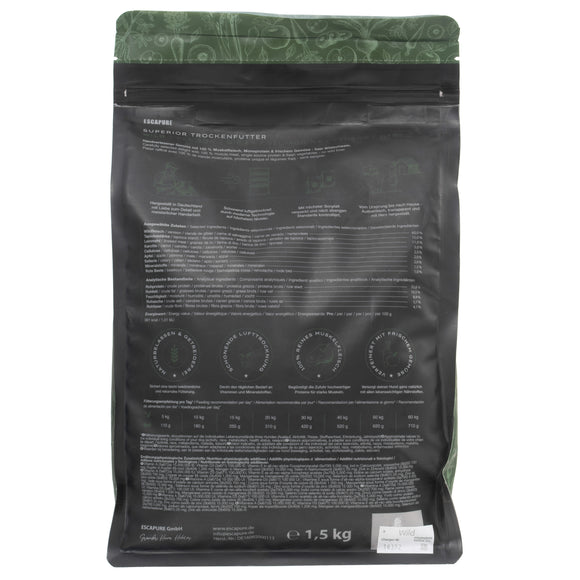 Escapure Superior Wild Adult Grain-Free Venison Monoprotein Dry Dog Food - 1.5 kg