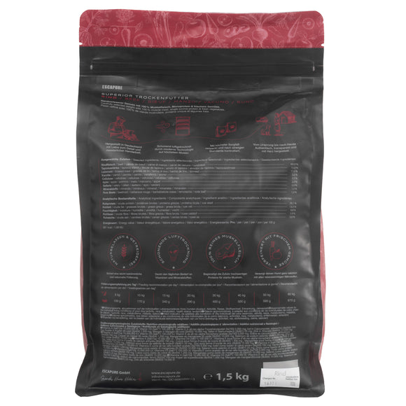 Escapure Superior Adult Beef Grain-Free Single-Protein Dry Dog Food - 1.5 kg