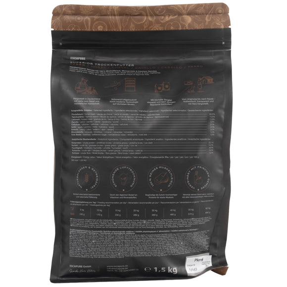 Escapure Superior Adult Horse Grain-Free Mono-Protein Dry Dog Food - 1.5 kg