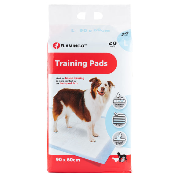 Flamingo Training Pads Large 90x60cm – 5-Layer Leakproof Absorbent Pack, 20 Pieces