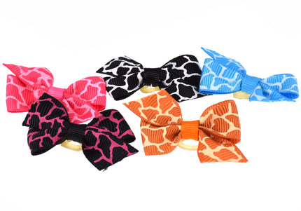 Blovi Wild Leopard Grooming Bows – Colorful Elastic Band Set, 25 Pieces