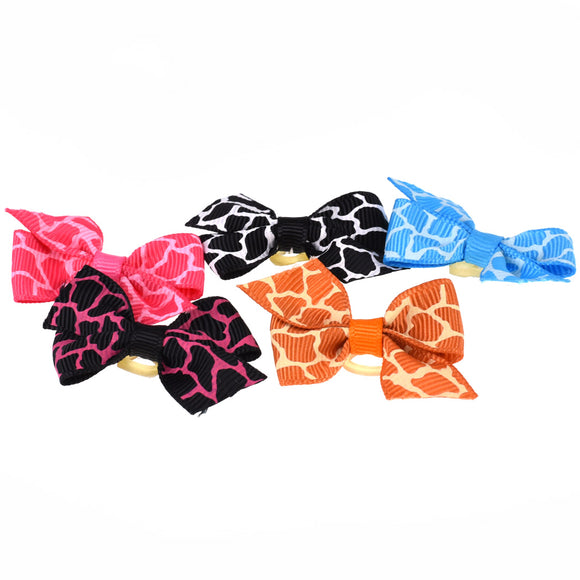 Blovi Wild Leopard Grooming Bows – Colorful Elastic Band Set, 25 Pieces