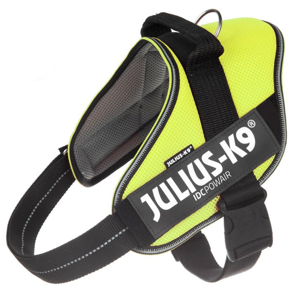 Julius K9 IDC Powair Harness Neon – Lightweight Breathable Neon Yellow Harness, XL Size