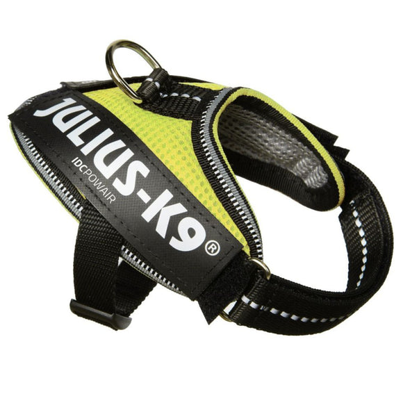 Julius K9 IDC Powair Harness Neon – Lightweight Breathable Neon Yellow Harness, XL Size