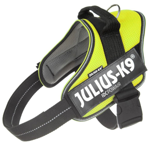 Julius K9 IDC Powair Harness Neon – Lightweight Breathable Neon Yellow Harness, XL Size