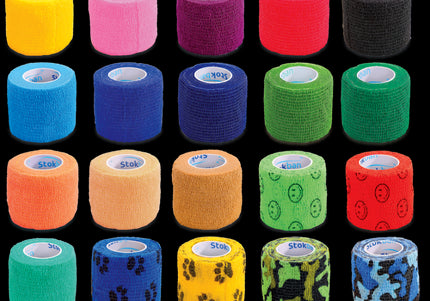 Stokban Adhesive Bandage – Colorful Patterned Wrap, 5cm x 4.5m, Flexible and Secure