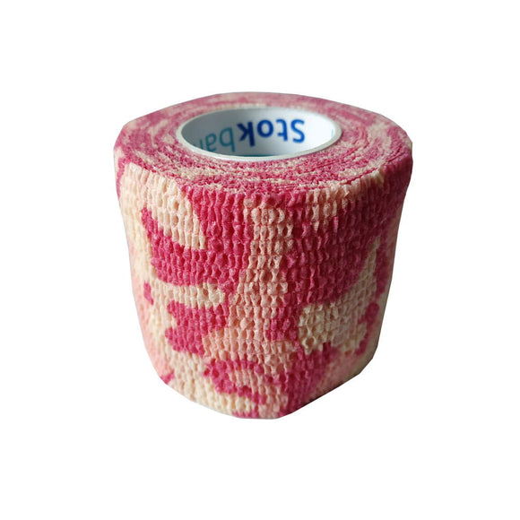 Stokban Pink Camo Adhesive Bandage – Flexible 5cm x 4.5m Roll, Single Pack