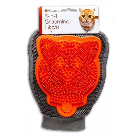 Pet Supplies Cat 3-in-1 Grooming Glove – Soft Silicone, Multi-Function, Easy Hair Removal