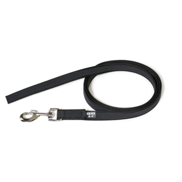 Julius K9 Supergrip Color & Gray Training Leash – Black, No Handle, 100cm x 20mm, Durable Grip