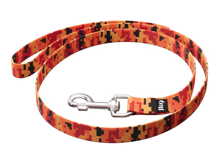 Julius-K9 MoreColor Basic Leash Pixeljuice – Sturdy 120cm Webbing Leash, Vibrant Orange Pixels